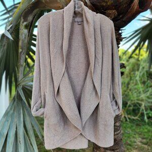 Barefoot Dreams CozyChic Lite Circle Cardigan M- DEEP TAUPE/BLUSH